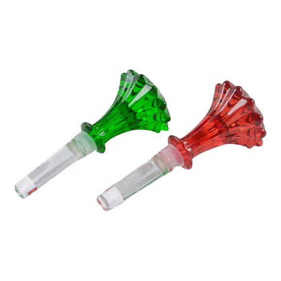 NEW Waterford Marquis Set (2) CRYSTALLINE BOTTLE STOPPERS Red Green 5" Brookside - Picture 9 of 9